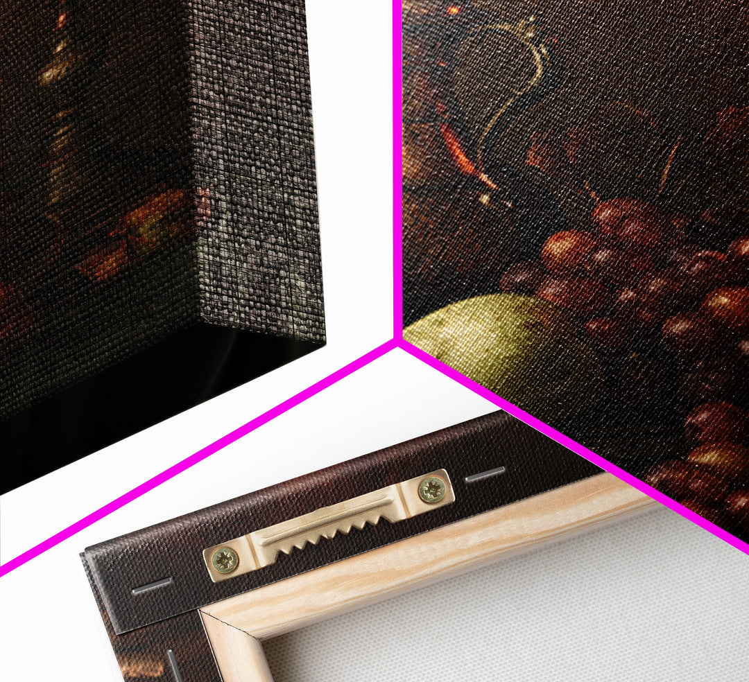 Classical Fruit Still Life Framed Canvas Print, Dining Room Art, 3 Piece Wall Art, Dining Room Decor, Fine Art, Dining, DRA-1x1-1