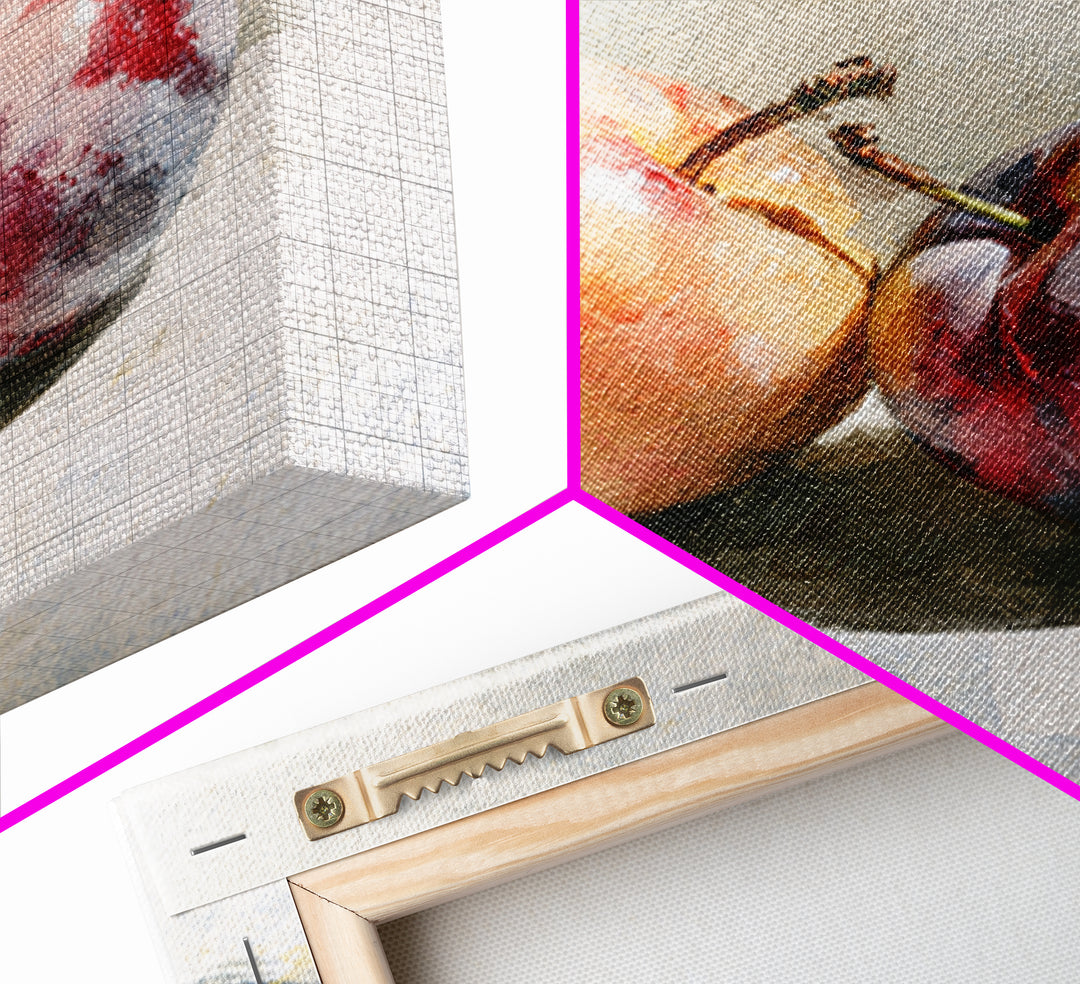 Peach and Plum Still Life Canvas Print, Dining Room Art, Large Wall Art, Dining Room Decor, Dining, Watercolor Painting, DRA-1x1-20