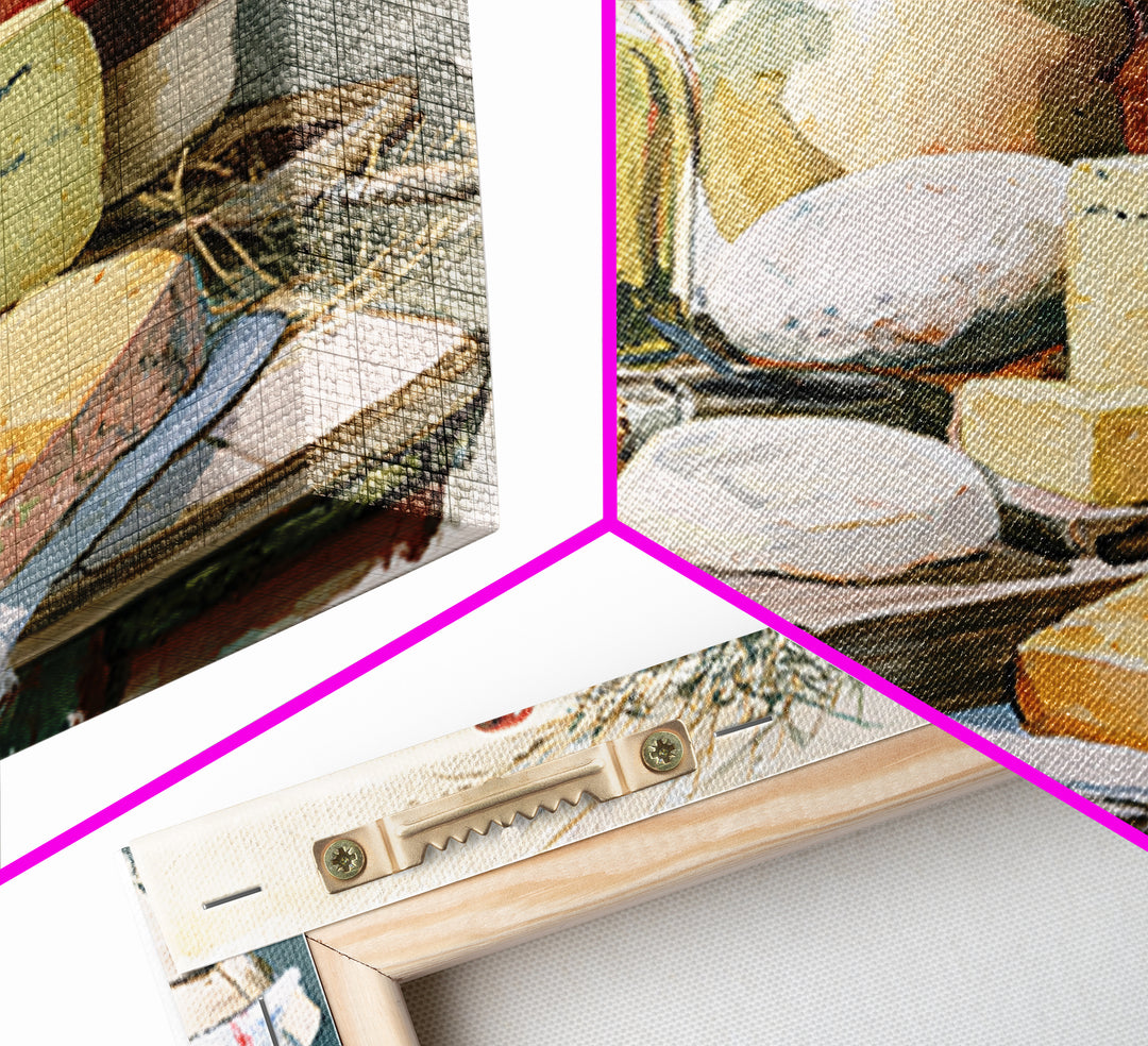 Rustic Bread Olives and Cheese Still Life Canvas Print, Dining Room Art, 3 Piece Wall Art, Dining Room Decor, Oil Painting, DRA-1x1-54