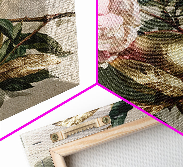 Pomegranate and Gold Leaf Botanical Study Framed Canvas Print, Dining Room Art, Bedroom Decor, Dining Room Decor, Dining, DRA-1x1-56