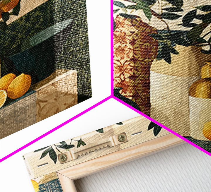 Mediterranean Olive Branch and Citrus Arrangement Canvas Print, Dining Room Art, Bedroom Wall Art, Dining Room Decor, Dining, DRA-1x1-60