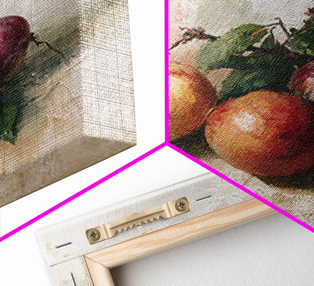 Peach and Plum Still Life Framed Canvas Print, Dining Room Art, Set of 3 Prints, Dining Room Decor, Fine Art, Dining, DRA-1x1-68