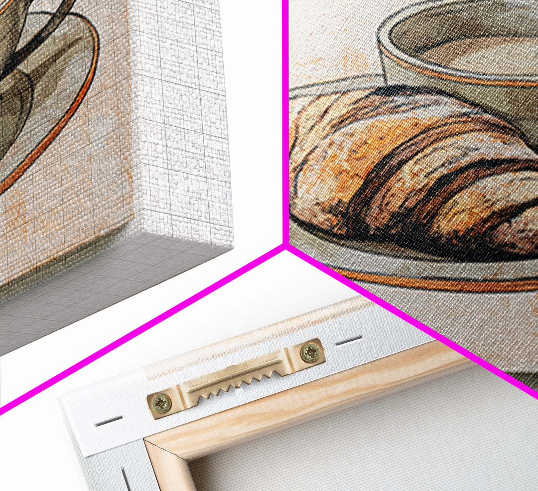 French Bistro Food Illustration Without Text Canvas Print, Dining Room Art, Trendy Wall Art, Dining Room Decor, Oil Painting, DRA-1x1-82
