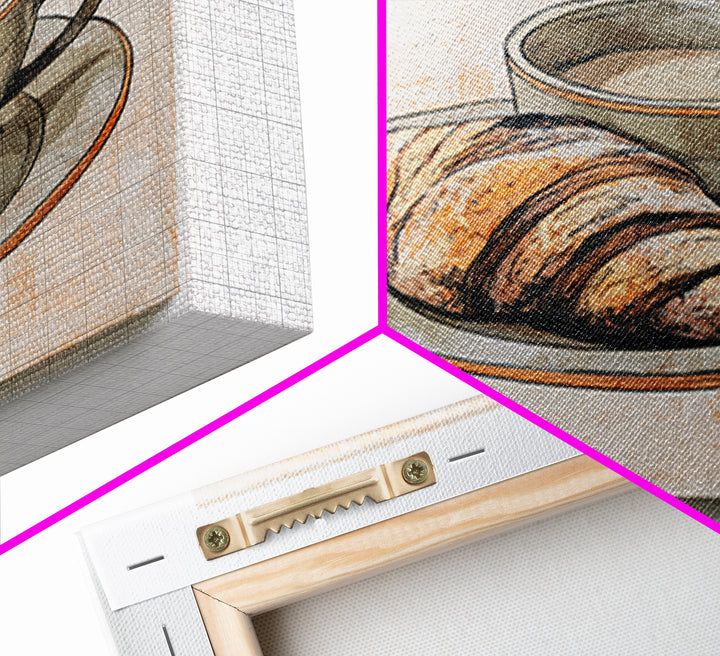French Bistro Food Illustration Without Text Canvas Print, Dining Room Art, Trendy Wall Art, Dining Room Decor, Oil Painting, DRA-1x1-82