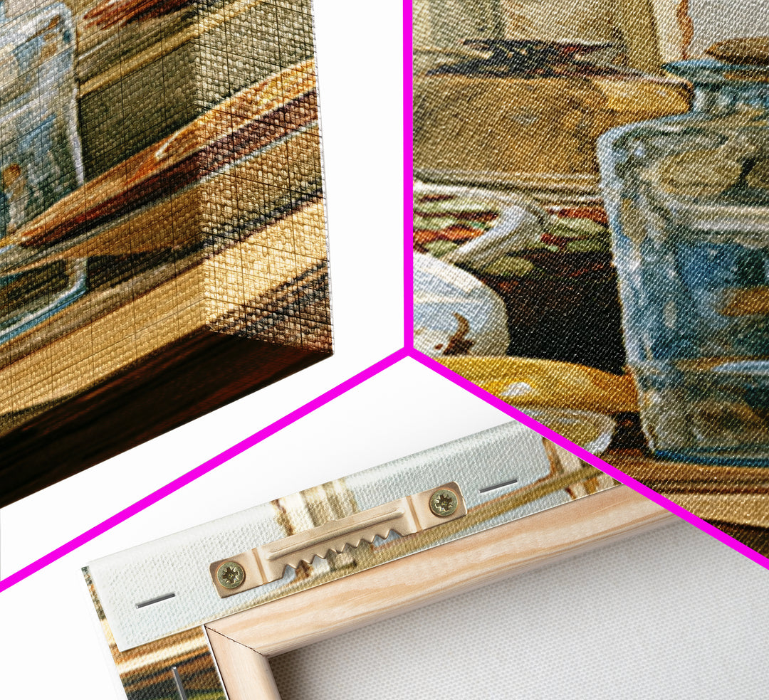 Sunlit Farmhouse Table Objects Without Room View Canvas Print, Dining Room Art, Coastal Decor, Dining Room Decor, Dining, DRA-1x3-29