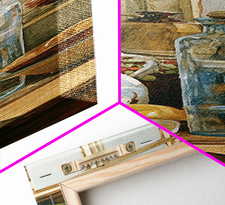 Sunlit Farmhouse Table Objects Without Room View Canvas Print, Dining Room Art, Coastal Decor, Dining Room Decor, Dining, DRA-1x3-29