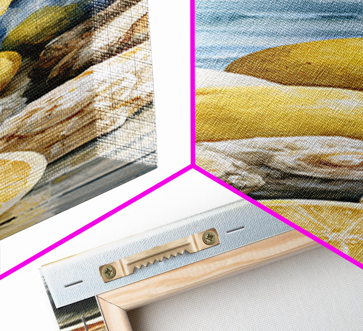 Shellfish and Lemon Still Life Framed Canvas Print, Dining Room Art, Dining Room Decor, Oil Painting, Dining, DRA-1x3-76