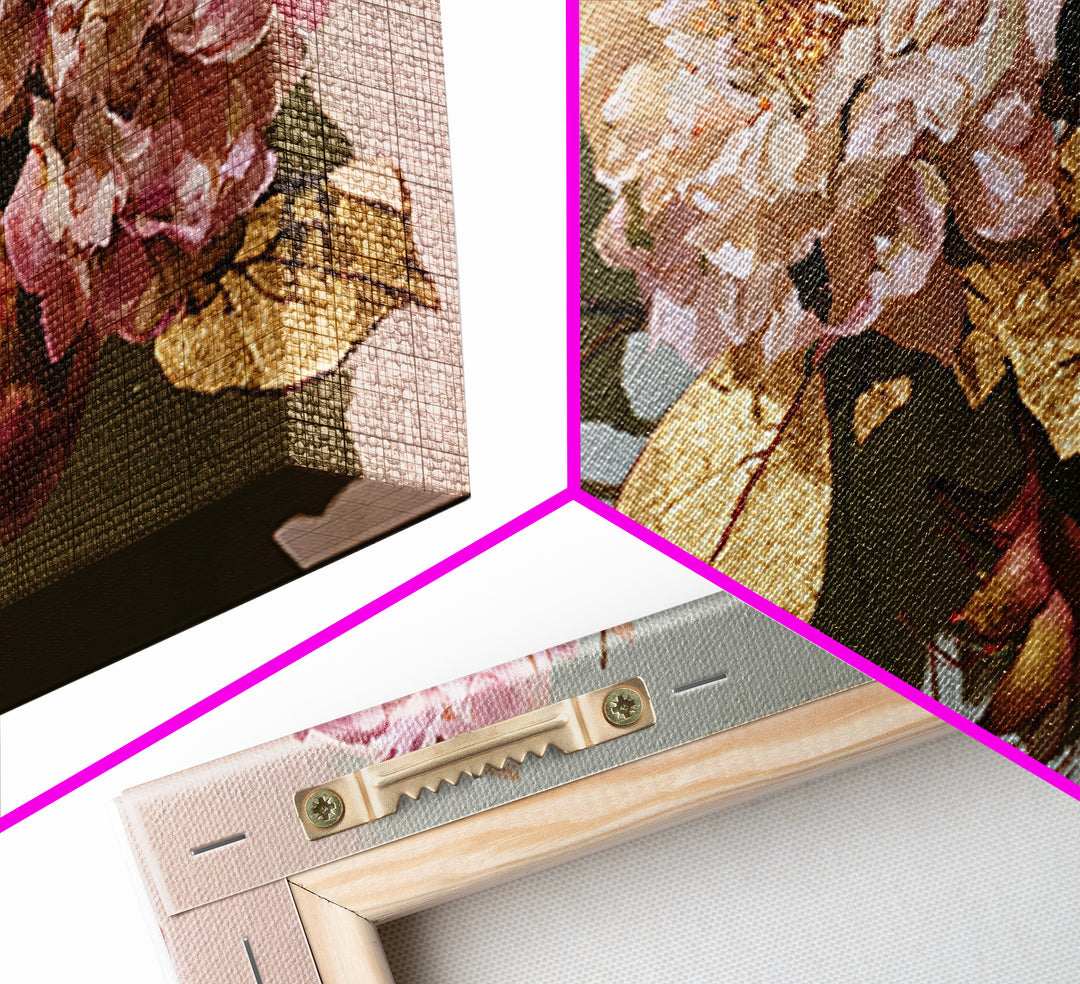 Pomegranate and Gold Leaf Botanical Study Canvas Print, Dining Room Art, Bedroom Wall Art, Dining Room Decor, Dining, DRA-2x1-100