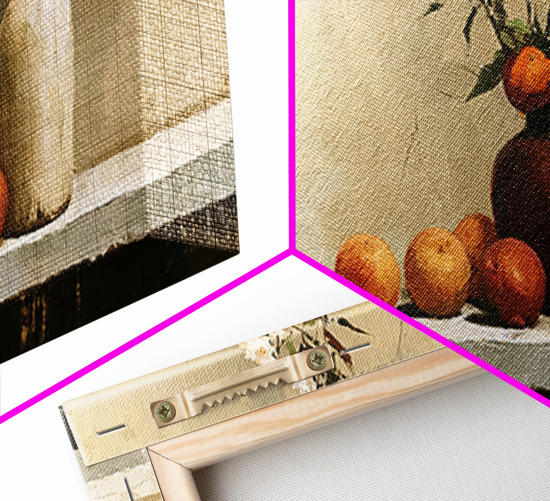 Peach and Plum Still Life Framed Canvas Print, Dining Room Art, Modern Decor, Dining Room Decor, Fine Art, Dining, Home Decor, DRA-2x1-16