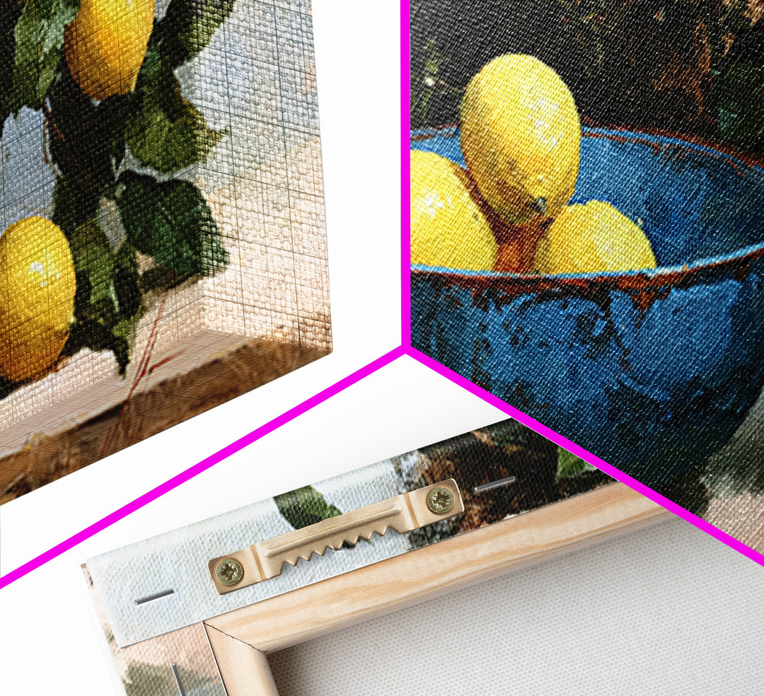 Italian Lemon Branch Framed Canvas Print, Dining Room Art, Art Print, Dining Room Decor, Oil Painting, Dining, Abstract Art, DRA-2x1-25