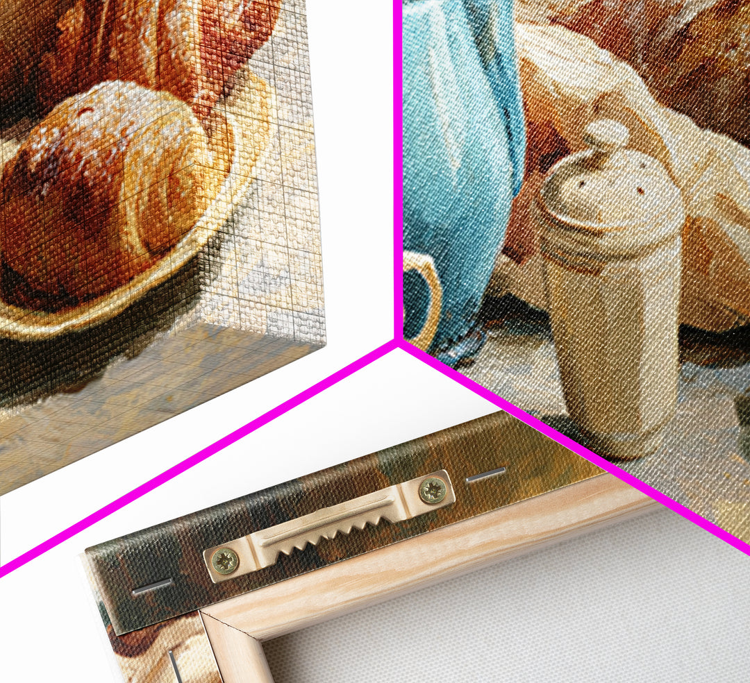 Coffee and Pastry Scene for Breakfast Nook Framed Canvas Print, Dining Room Art, Fine Art Print, Dining Room Decor, Dining, DRA-2x1-34