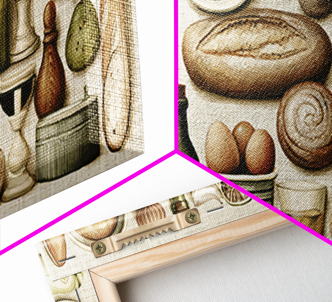 French Bistro Food Illustration Without Text Canvas Print, Dining Room Art, Art Print, Dining Room Decor, Fine Art, Dining, DRA-2x1-54