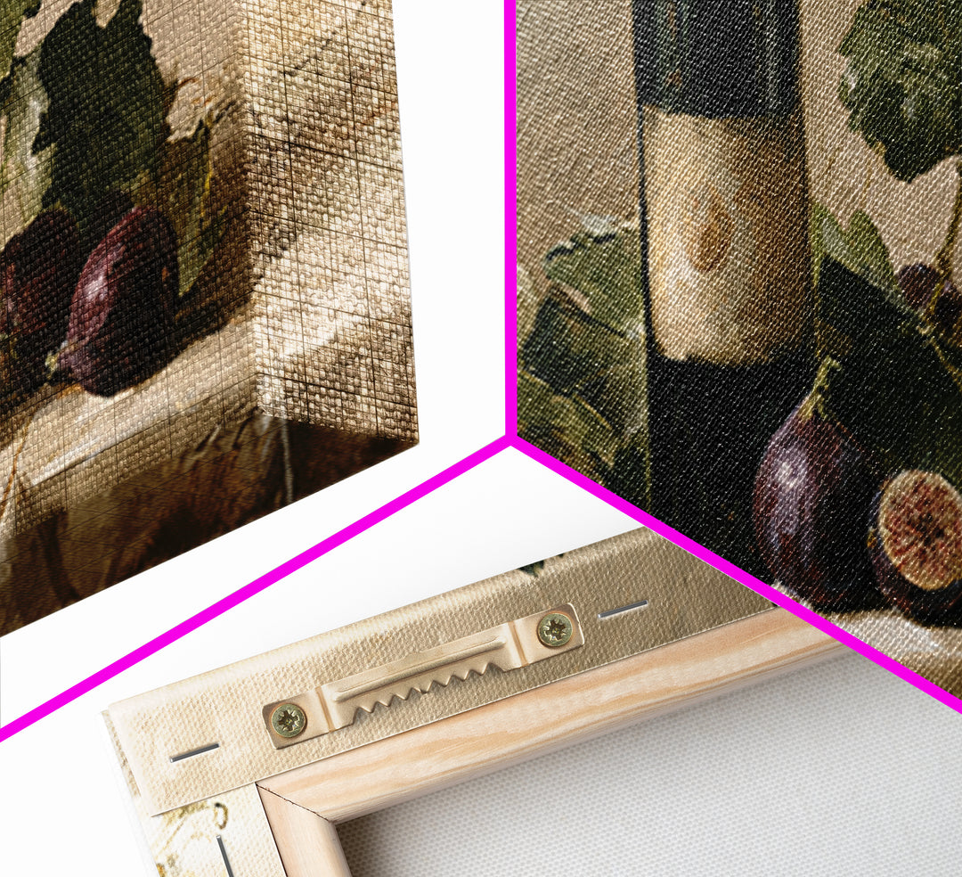 Wine Bottle and Figs on a Linen Canvas Print, Dining Room Art, Bedroom Wall Art, Dining Room Decor, Fine Art, Dining, DRA-2x1-71