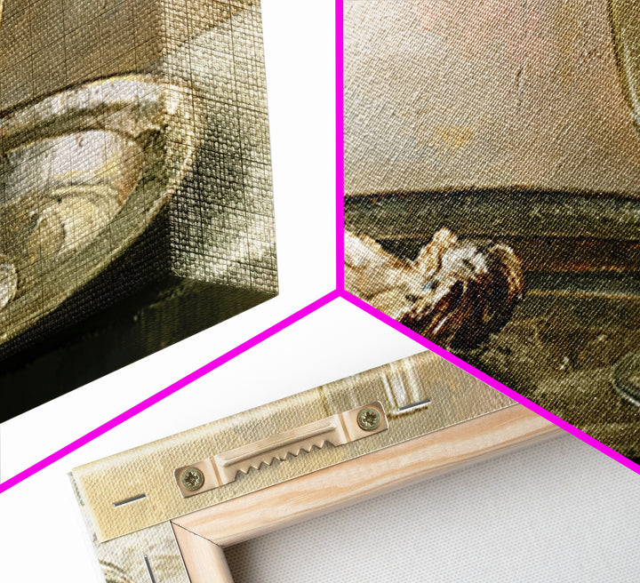 Elegant Oyster and Champagne Still Life Framed Canvas Print, Dining Room Art, Neutral Decor, Dining Room Decor, Dining, DRA-2x1-75