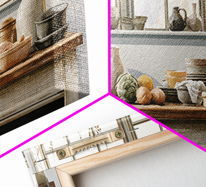 Sunlit Farmhouse Table Objects Without Room View Framed Canvas Print, Dining Room Art, Print, Dining Room Decor, Dining, DRA-2x1-85