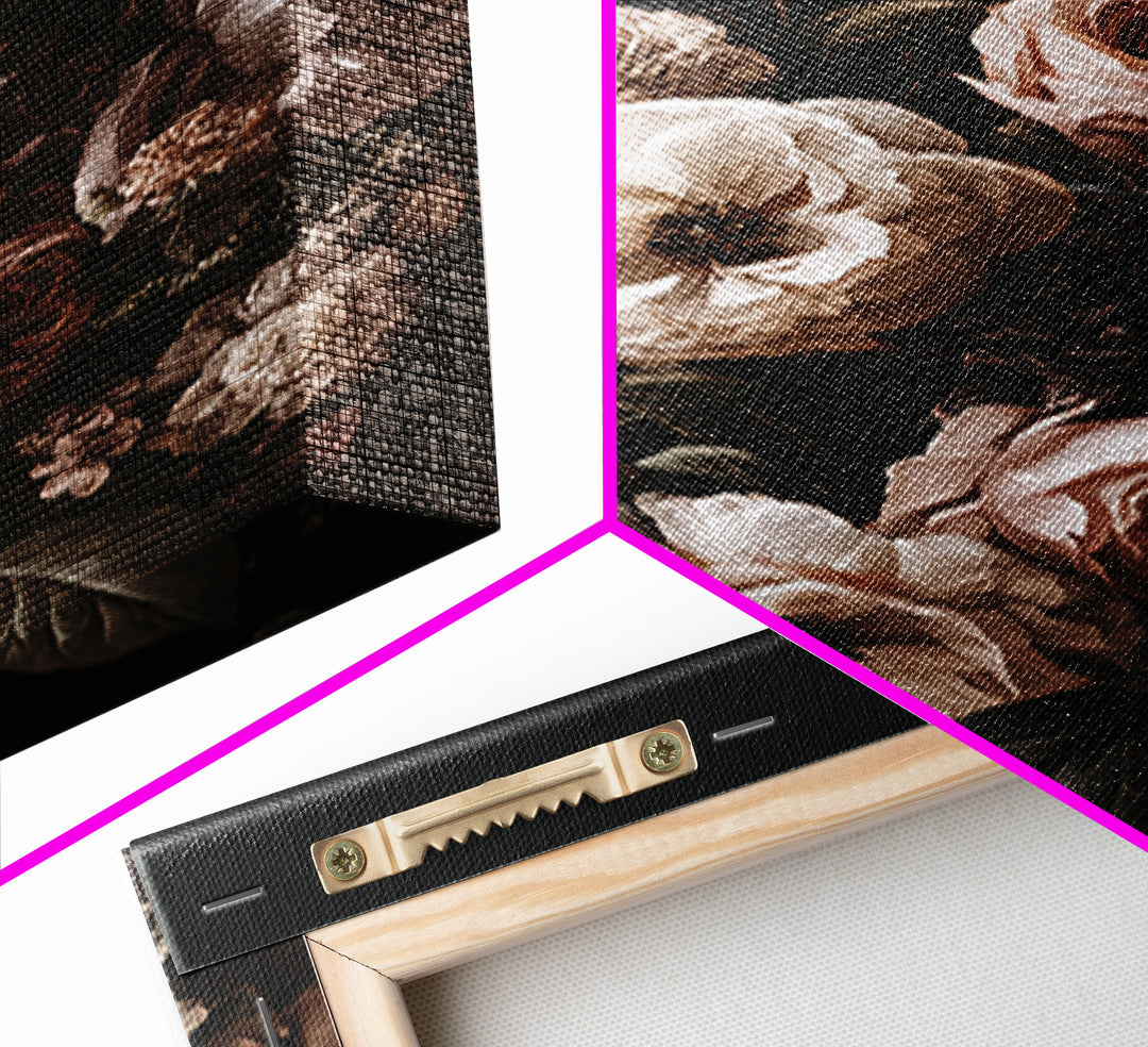 Moody Dark Background Bouquet for Formal Dining Canvas Print, Dining Room Art, 3 Piece Wall Art, Dining Room Decor, Dining, DRA-2x3-19