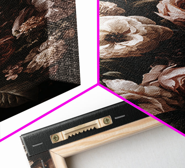 Moody Dark Background Bouquet for Formal Dining Canvas Print, Dining Room Art, 3 Piece Wall Art, Dining Room Decor, Dining, DRA-2x3-19