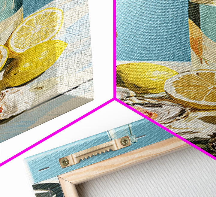 Shellfish and Lemon Still Life Framed Canvas Print, Dining Room Art, Living Room Decor, Dining Room Decor, Fine Art, Dining, DRA-2x3-24