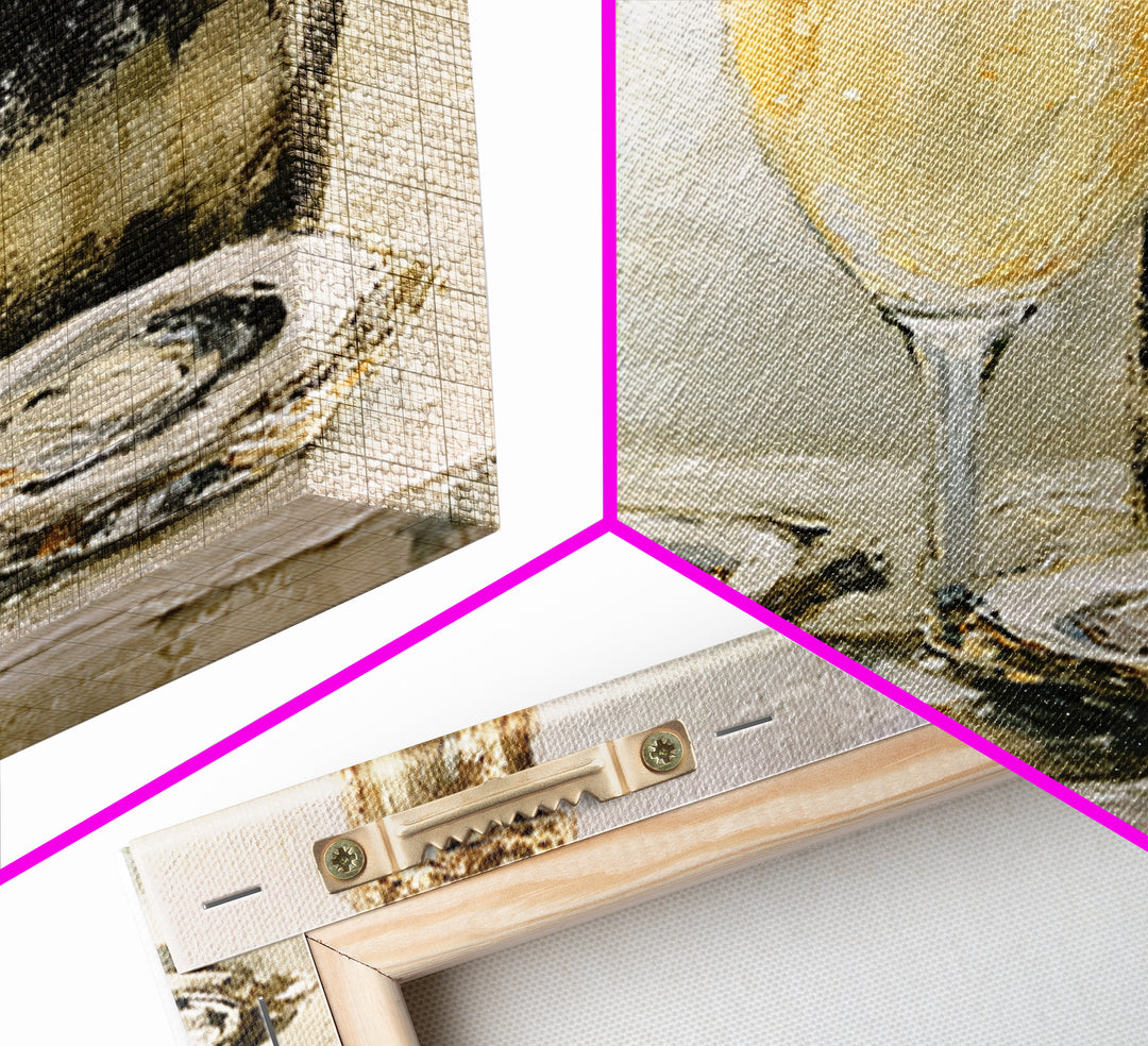 Elegant Oyster and Champagne Still Life Canvas Print, Dining Room Art, Wall Decor, Dining Room Decor, Fine Art, Dining, DRA-2x3-39