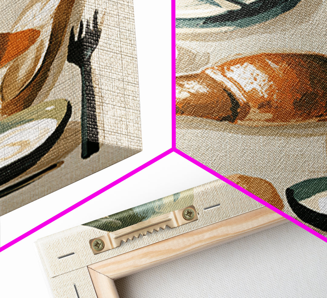 French Bistro Food Illustration Without Text Canvas Print, Dining Room Art, Fine Art Print, Dining Room Decor, Dining, DRA-2x3-42