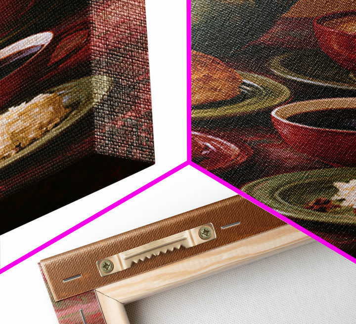 Coffee and Pastry Scene for Breakfast Nook Framed Canvas Print, Dining Room Art, Statement Artwork, Dining Room Decor, Dining, DRA-2x3-46