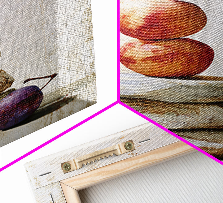 Peach and Plum Still Life Framed Canvas Print, Dining Room Art, Trendy Wall Art, Dining Room Decor, Fine Art, Dining, DRA-2x3-52