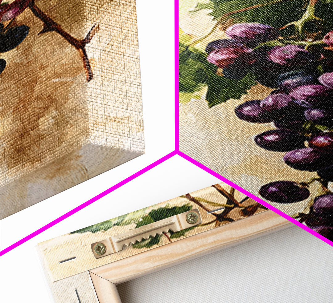 Botanical Grapevine with Leaves and Fruit Canvas Print, Dining Room Art, Contemporary Art, Dining Room Decor, Dining, DRA-2x3-53