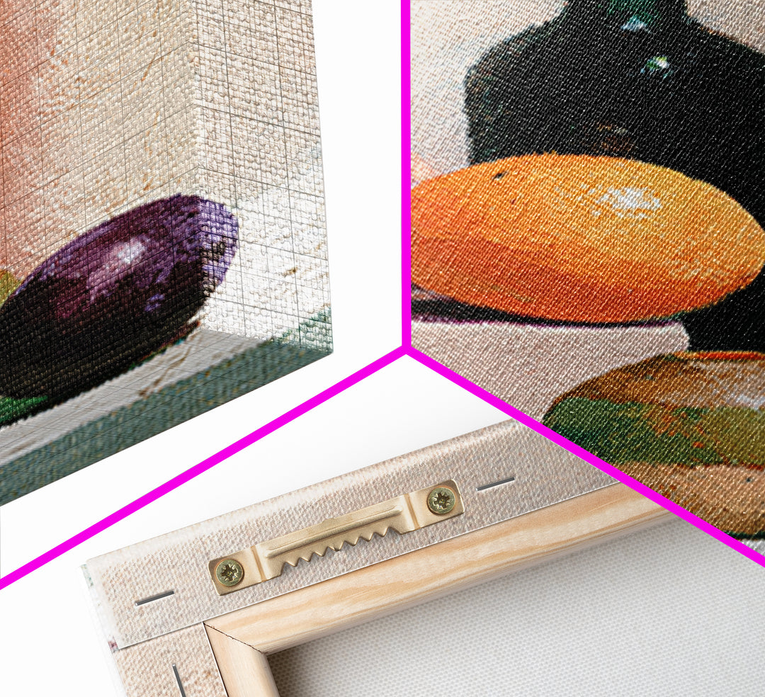 Peach and Plum Still Life Framed Canvas Print, Dining Room Art, Canvas Wall Art, Dining Room Decor, Fine Art, Dining, DRA-2x3-76