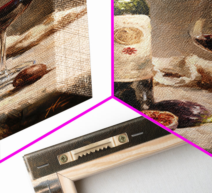 Wine Bottle and Figs on a Linen Framed Canvas Print, Dining Room Art, Print, Dining Room Decor, Dining, Living Room Decor, DRA-2x3-83
