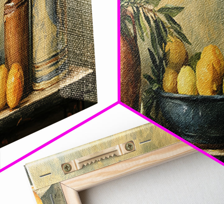 Mediterranean Olive Branch and Citrus Arrangement Canvas Print, Dining Room Art, Kitchen Prints, Dining Room Decor, Dining, DRA-3x1-28