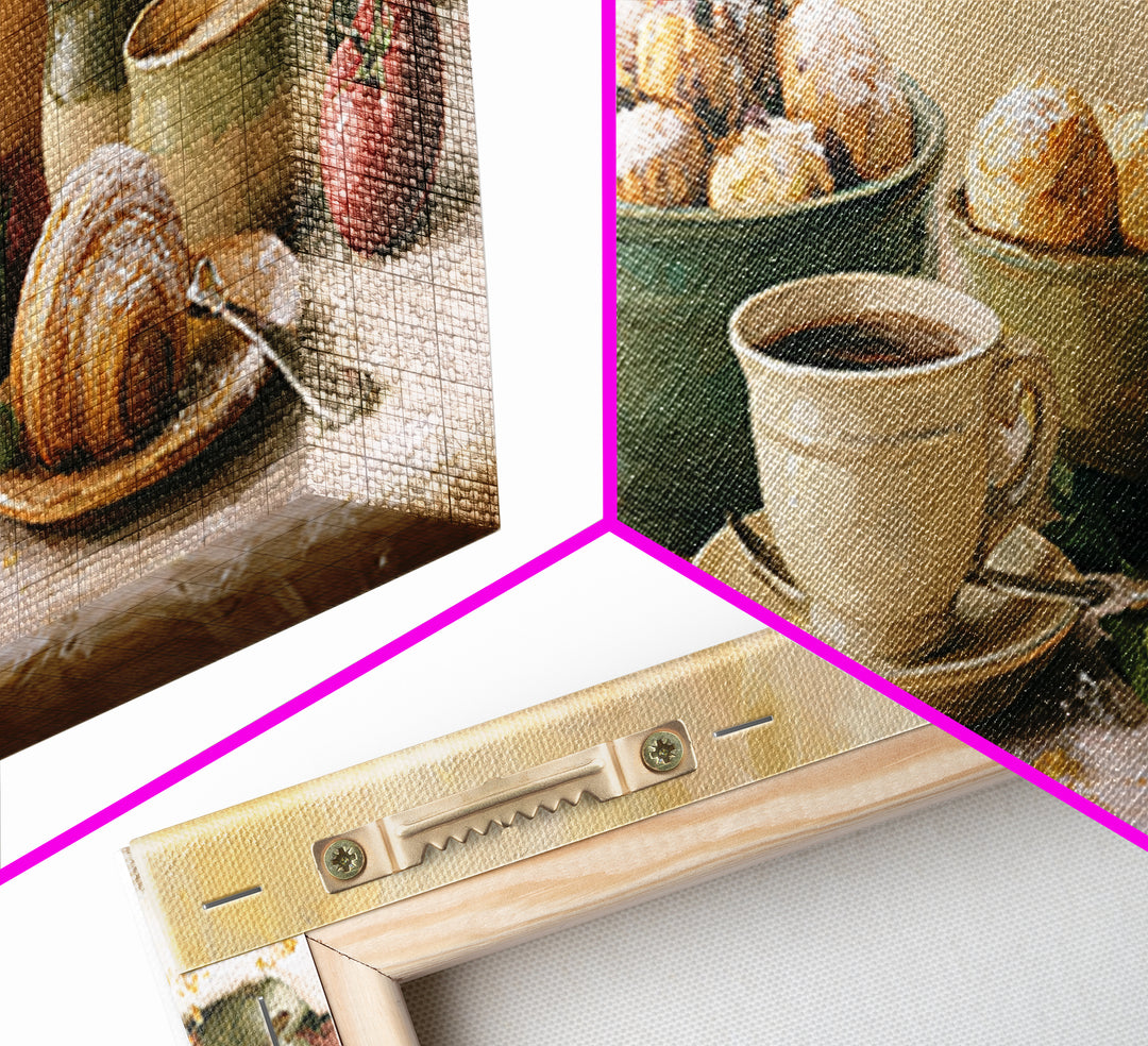 Coffee and Pastry Scene for Breakfast Nook Canvas Print, Dining Room Art, Room Decor, Dining Room Decor, Fine Art, Dining, DRA-3x1-30