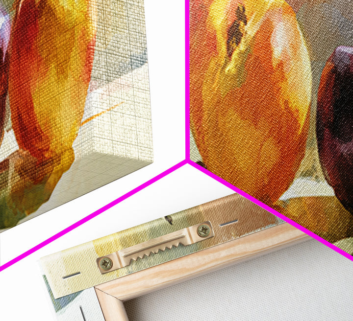 Peach and Plum Still Life Canvas Print, Dining Room Art, Food Art, Dining Room Decor, Fine Art, Dining, Textured Painting, DRA-3x1-36