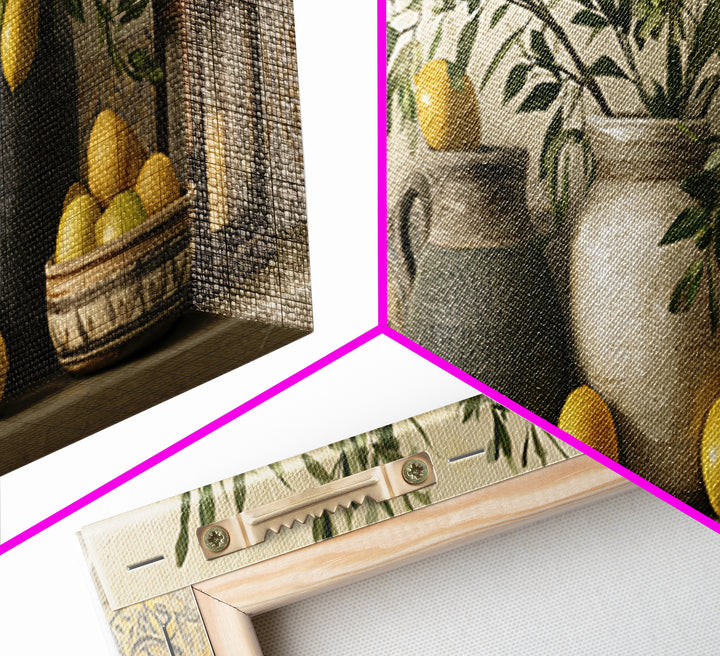 Mediterranean Olive Branch and Citrus Arrangement Canvas Print, Dining Room Art, Luxury Decor, Dining Room Decor, Dining, DRA-3x1-52