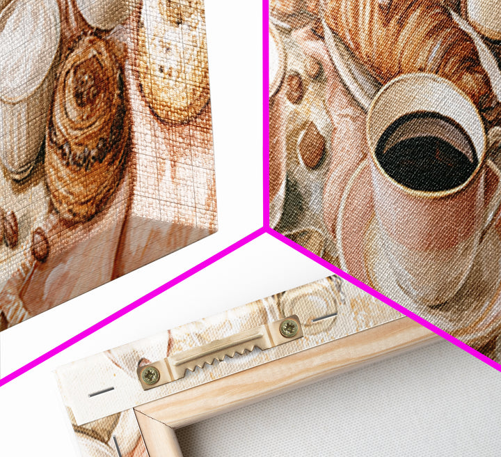 Coffee and Pastry Scene for Breakfast Nook Canvas Print, Dining Room Art, Modern Wall Art, Dining Room Decor, Fine Art, Dining, DRA-3x1-54