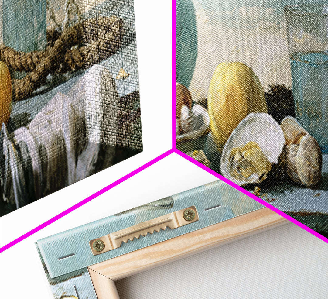 Shellfish and Lemon Still Life Framed Canvas Print, Dining Room Art, Art Print, Dining Room Decor, Dining, Abstract Art, DRA-3x1-56