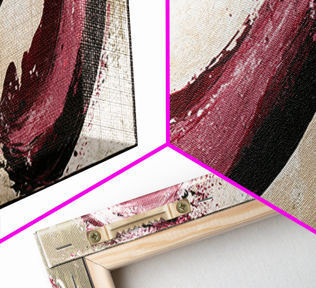 Abstract Red Wine Swirl Framed Canvas Print, Dining Room Art, Canvas Art, Dining Room Decor, Fine Art, Dining, Bedroom Wall Art, DRA-3x1-58