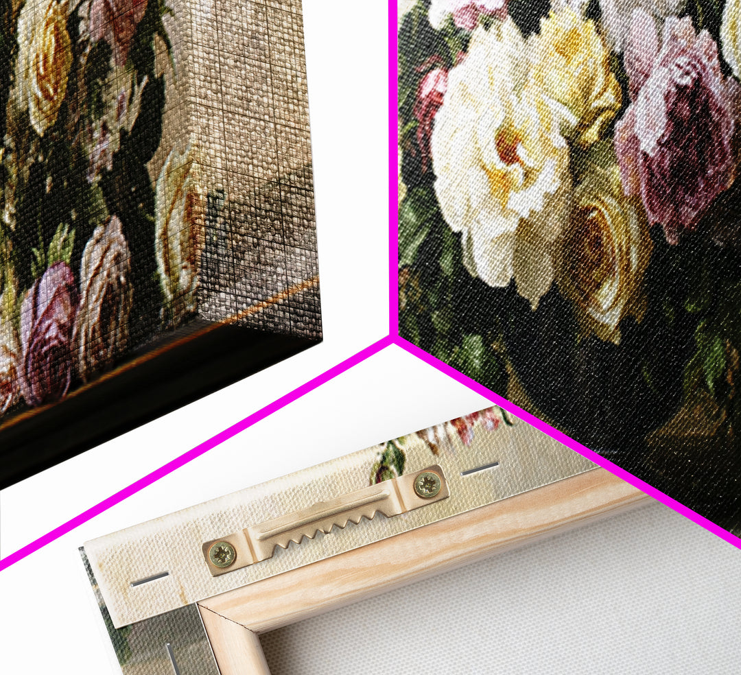Classic Dutch Feast Arrangement Framed Canvas Print, Dining Room Art, Textured Painting, Dining Room Decor, Fine Art, Dining, DRA-3x1-59