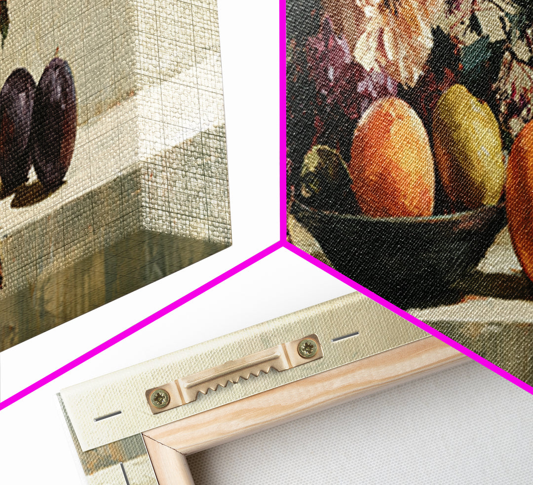 Peach and Plum Still Life Framed Canvas Print, Dining Room Art, Fine Art Print, Dining Room Decor, Fine Art, Dining, Fall Decor, DRA-3x1-60