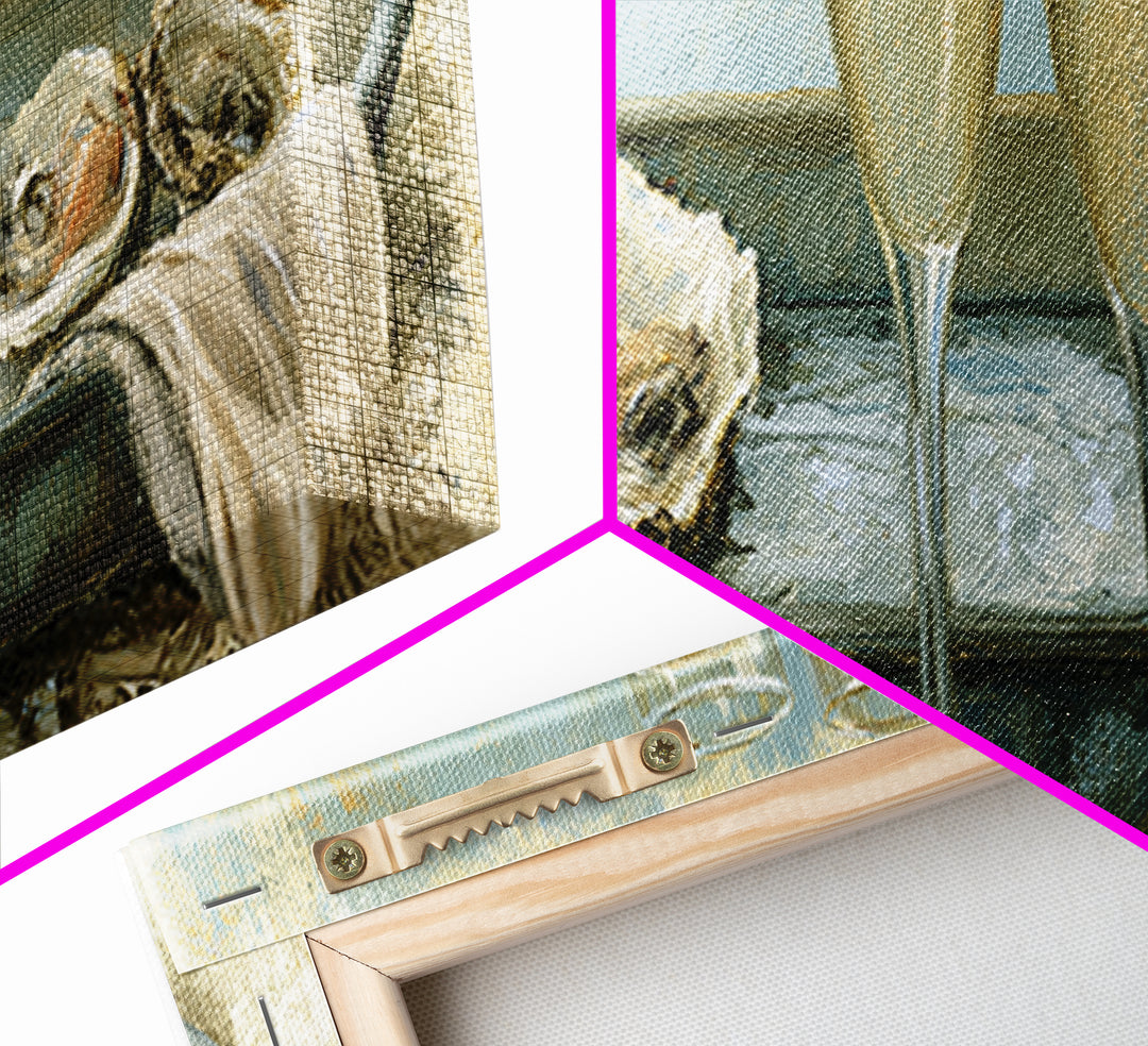 Elegant Oyster and Champagne Still Life Canvas Print, Dining Room Art, Large Wall Art, Dining Room Decor, Fine Art, Dining, DRA-3x1-71