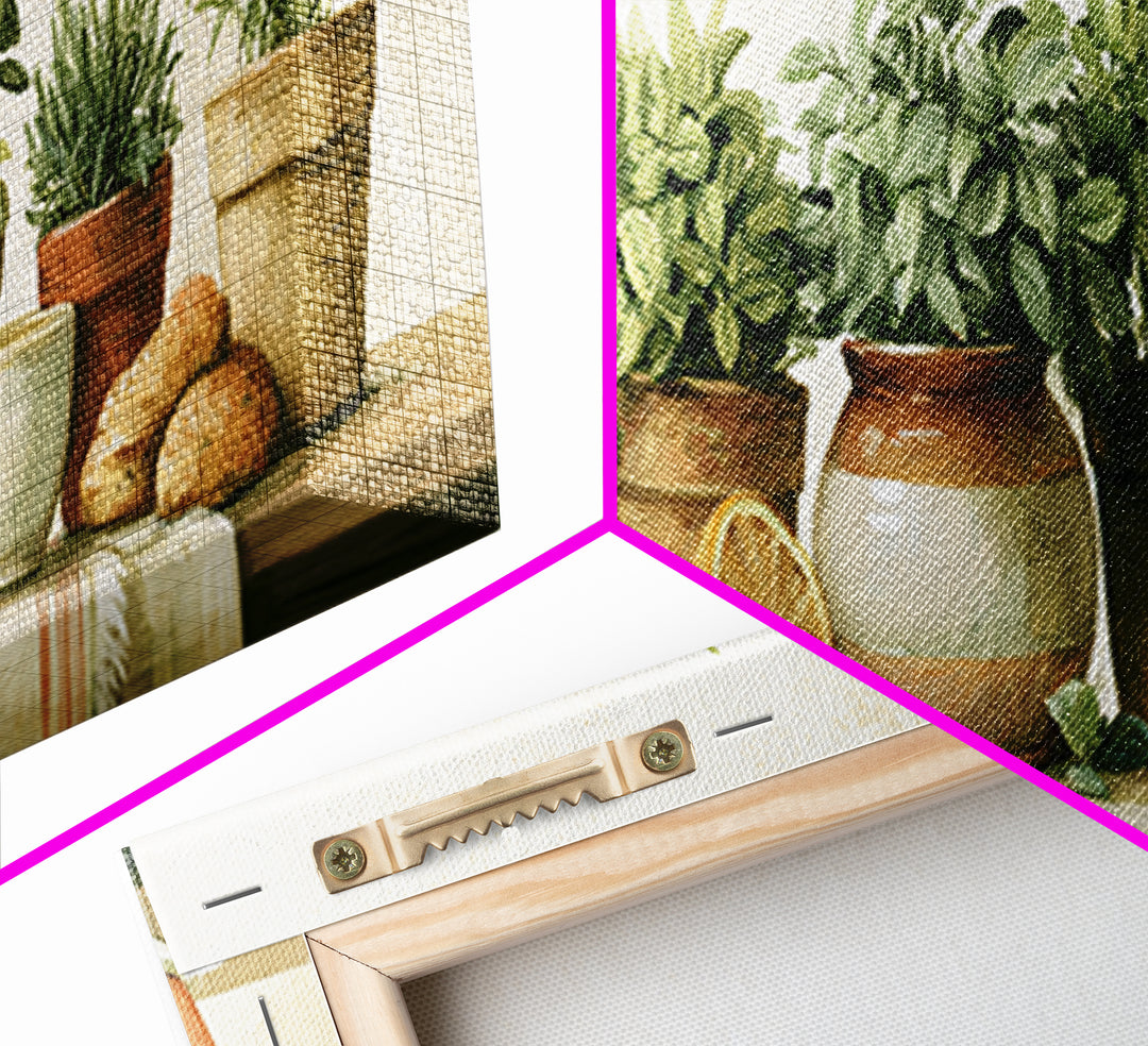 Modern Kitchen Herbs Framed Canvas Print, Dining Room Art, Modern Wall Art, Dining Room Decor, Fine Art, Dining, Gallery Decor, DRA-3x1-73