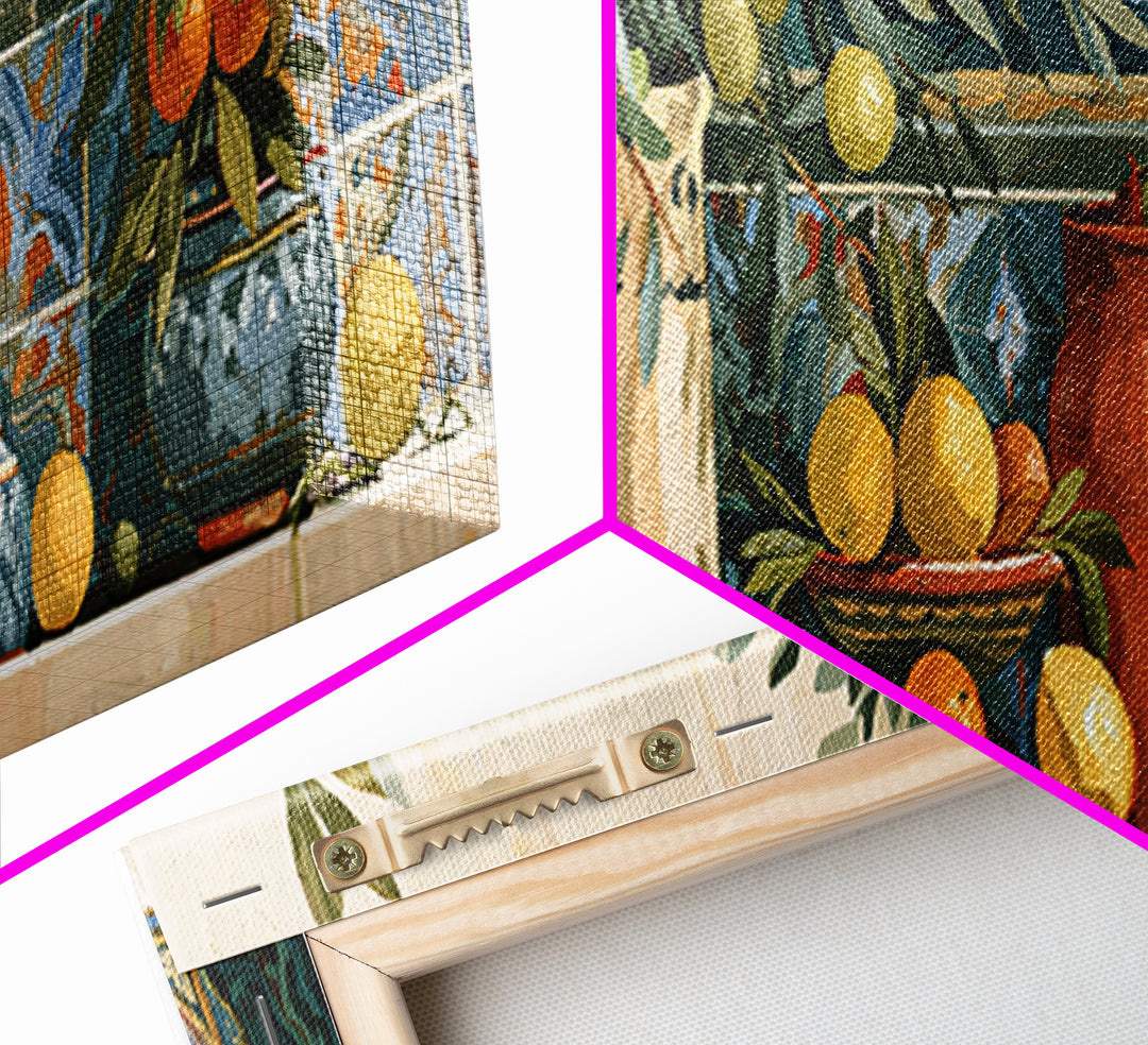 Mediterranean Olive Branch and Citrus Arrangement Canvas Print, Dining Room Art, Contemporary Art, Dining Room Decor, Dining, DRA-3x1-76