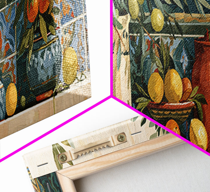 Mediterranean Olive Branch and Citrus Arrangement Canvas Print, Dining Room Art, Contemporary Art, Dining Room Decor, Dining, DRA-3x1-76