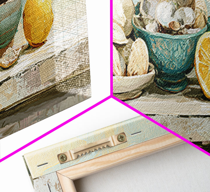 Shellfish and Lemon Still Life Canvas Print, Dining Room Art, Wall Art, Dining Room Decor, Fine Art, Dining, Printable Art, DRA-3x1-80