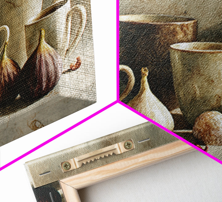 Coffee and Pastry Scene for Breakfast Nook Framed Canvas Print, Dining Room Art, Fall Decor, Dining Room Decor, Dining, DRA-3x2-18