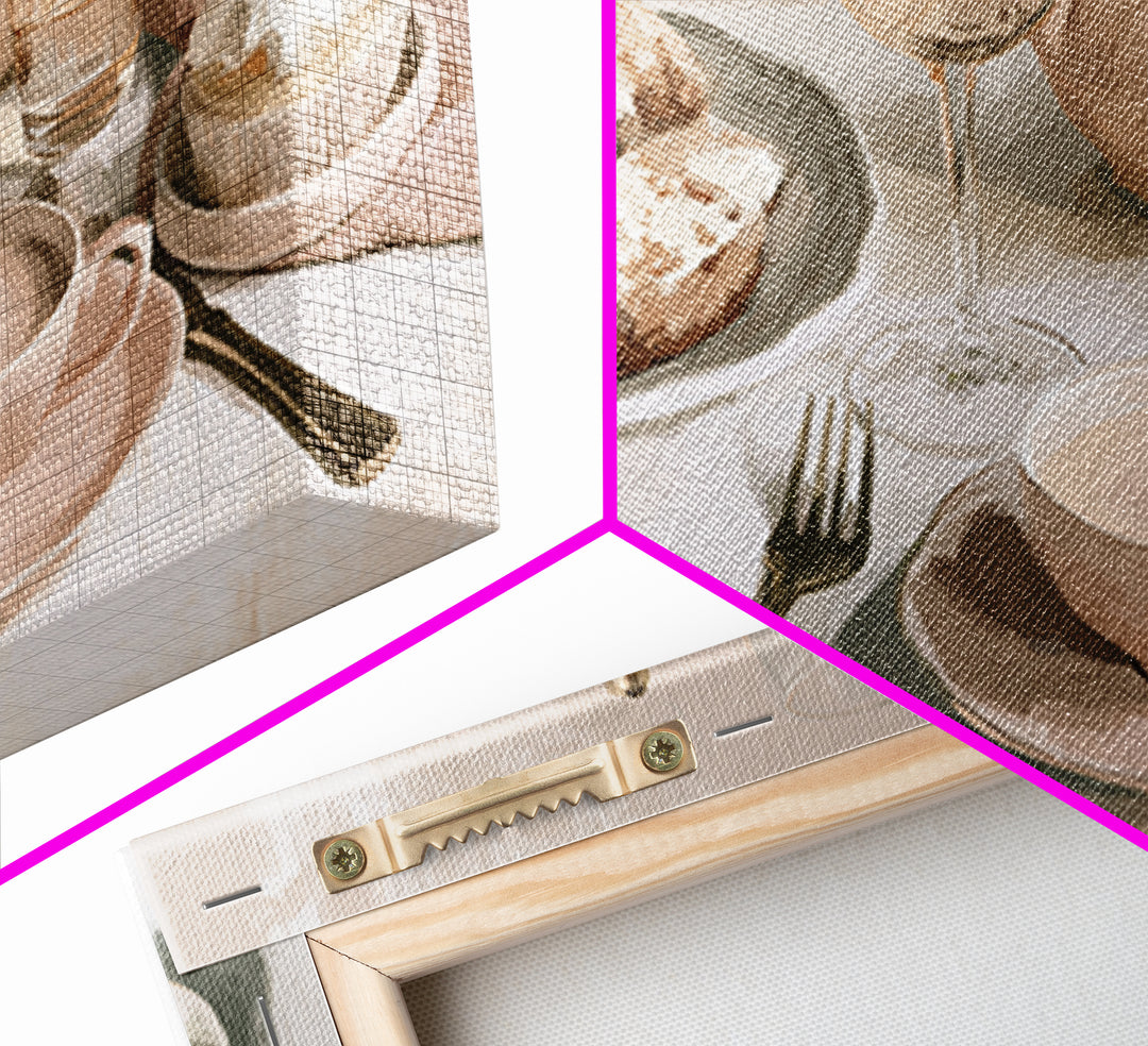 French Bistro Food Illustration Without Text Canvas Print, Dining Room Art, Abstract Art, Dining Room Decor, Fine Art, Dining, DRA-3x2-38