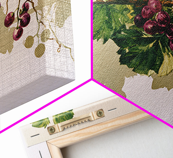 Botanical Grapevine with Leaves and Fruit Canvas Print, Dining Room Art, Abstract Wall Art, Dining Room Decor, Oil Painting, DRA-3x2-49