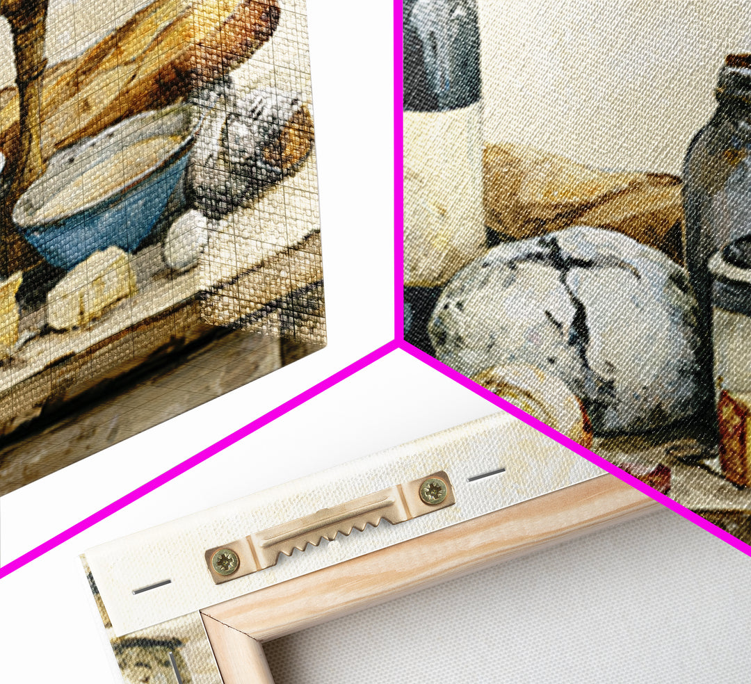 French Bistro Food Illustration Without Text Canvas Print, Dining Room Art, Abstract Art, Dining Room Decor, Fine Art, Dining, DRA-3x2-62