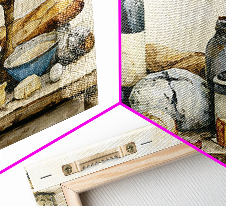 French Bistro Food Illustration Without Text Canvas Print, Dining Room Art, Abstract Art, Dining Room Decor, Fine Art, Dining, DRA-3x2-62