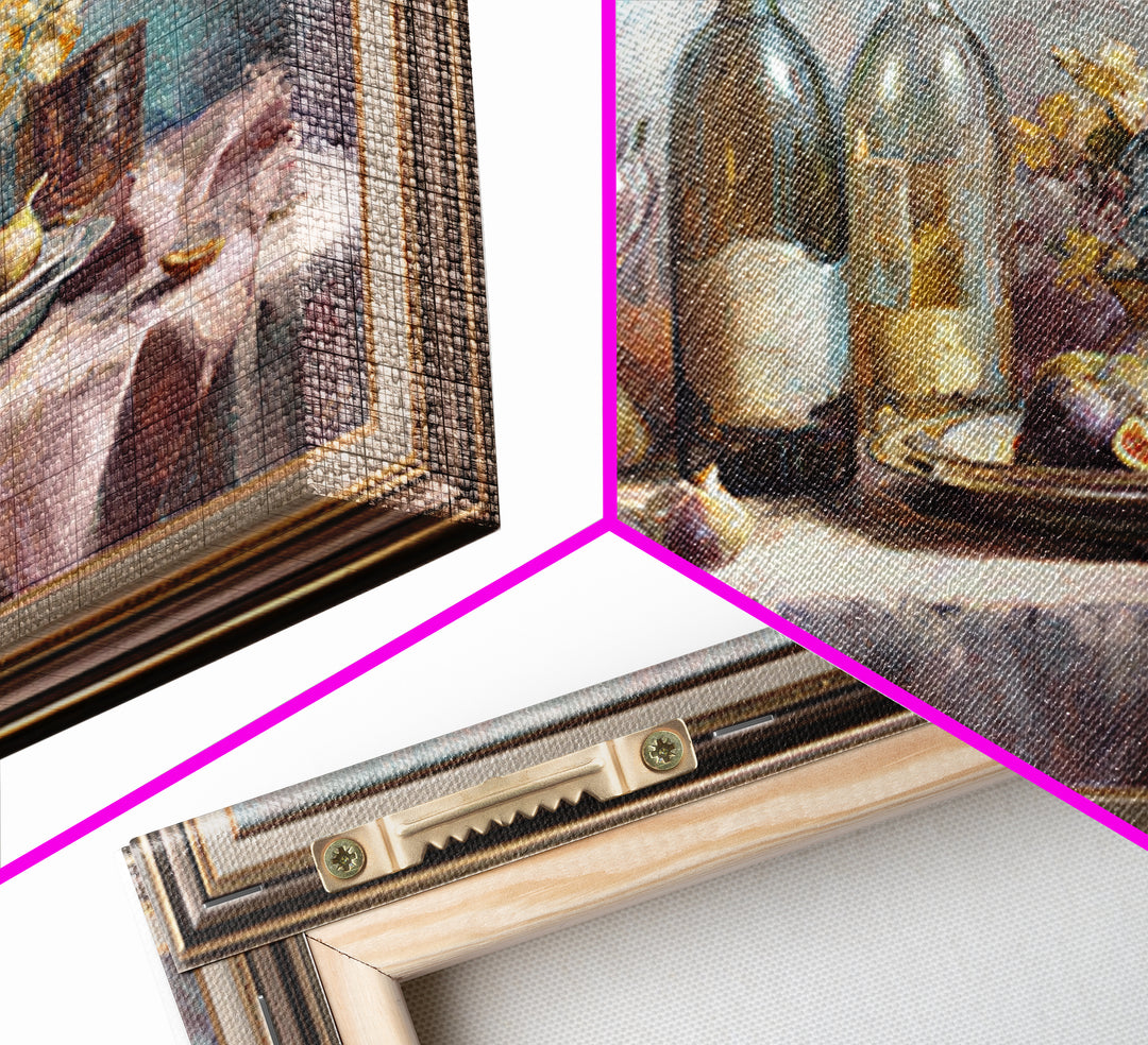 Wine Bottle and Figs on a Linen Framed Canvas Print, Dining Room Art, Statement Artwork, Dining Room Decor, Fine Art, Dining, DRA-3x2-7