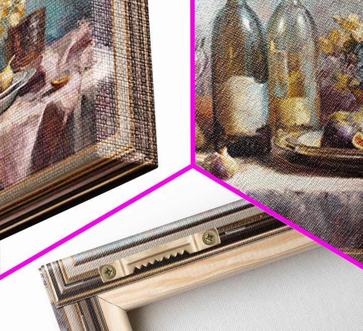 Wine Bottle and Figs on a Linen Framed Canvas Print, Dining Room Art, Statement Artwork, Dining Room Decor, Fine Art, Dining, DRA-3x2-7